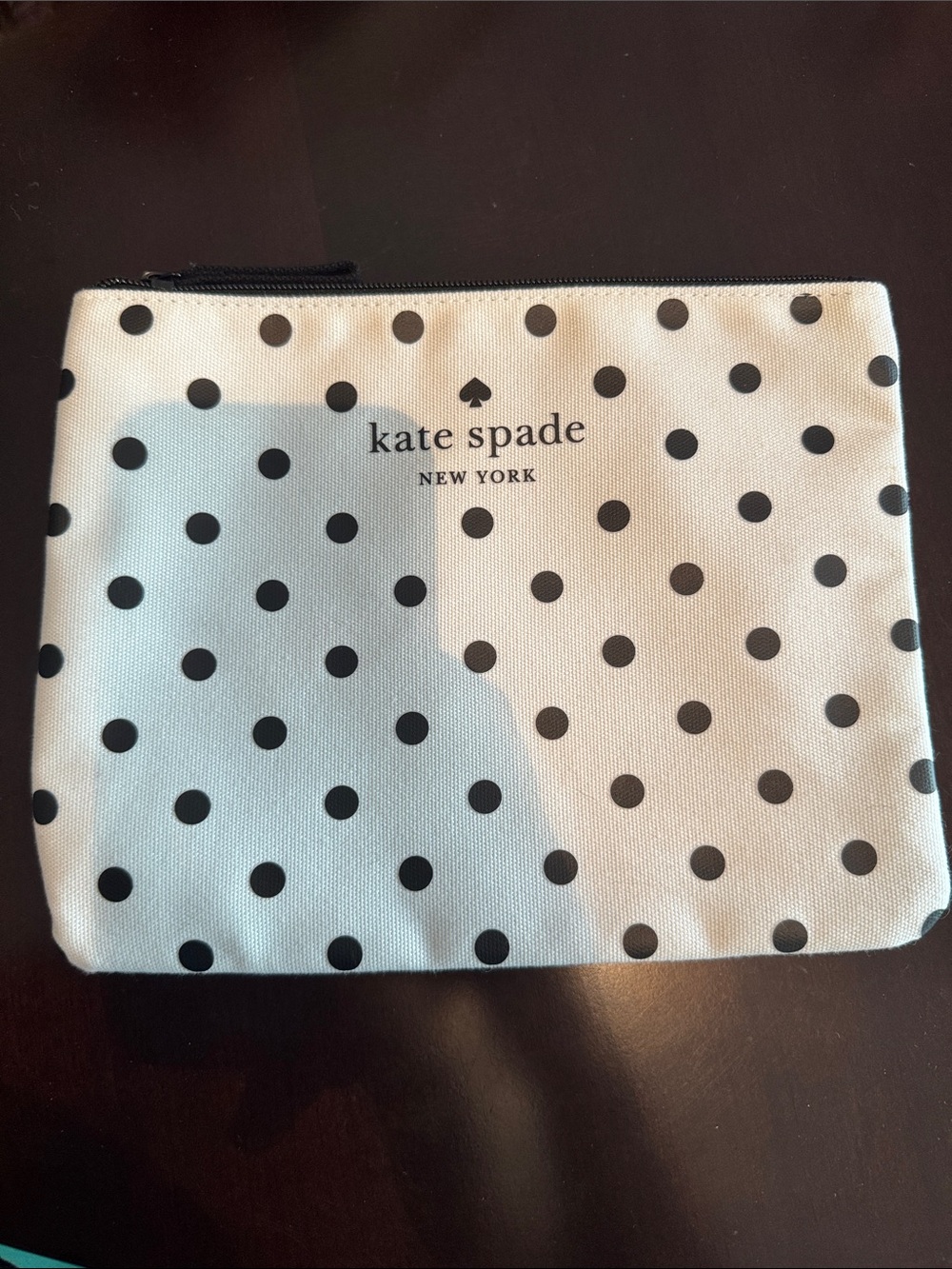 kate spade black & white polka dot pouch